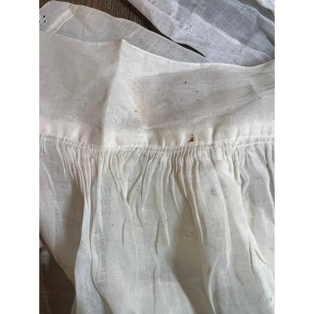 Vintage White Cotton Eyelet Lace Half Apron Pocket Victorian Style Cottagecore